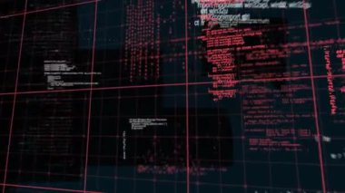 Animation of data processing and hearts on black background. global business, finances, connections and digital interface concept digitally generated video.