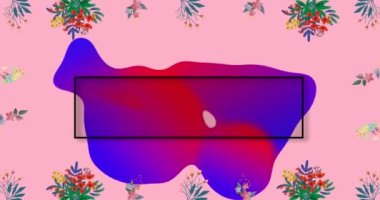 Animation of flash sale text in frame over glowing blob and flowers on pink background. retail, sales and communication concept digitally generated video.