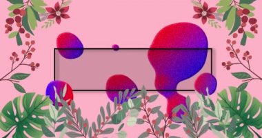 Animation of flash sale text in frame over glowing blob and flowers on pink background. retail, sales and communication concept digitally generated video.