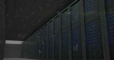 Animation of cyber attack warning and padlock over server room. global internet security, connections and data processing concept digitally generated video.