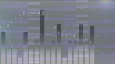 Beyaz arka planda finansal veri işleme animasyonu. küresel iş, finans, bağlantılar ve dijital arayüz konsepti dijital olarak oluşturulmuş video.