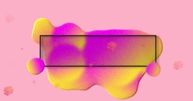 Animation of flash sale text in frame with glowing blob and flowers on pink background. retail, sales and communication concept digitally generated video.