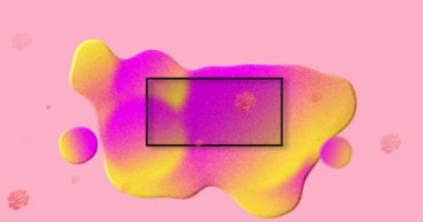 Animation of sale text in frame with glowing blob and flowers on pink background. sales, retail and communication concept digitally generated video.