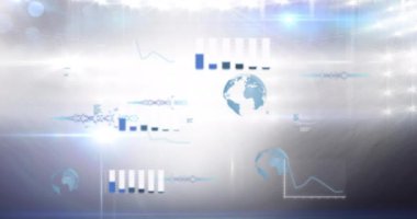 Animation of data processing over grey background. global connections, digital interface, data processing concept digitally generated video.