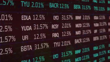 Kara fon üzerine borsa animasyonu. küresel iş, finans, bağlantılar ve dijital arayüz konsepti dijital olarak oluşturulmuş video.