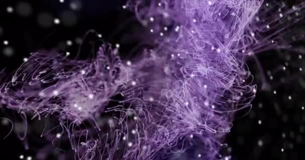 Animation Dna Strand Spinning Purple Glowing Mesh Global Science Connections — Stockvideo