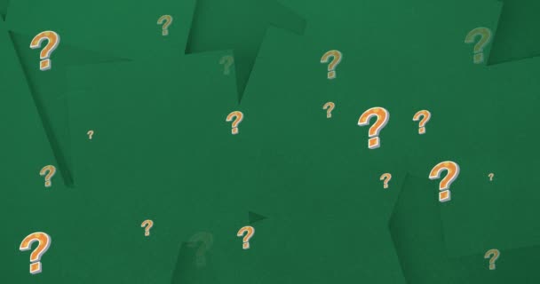Animation Question Marks Green Background Education Knowledge School Concept Digitally — 图库视频影像