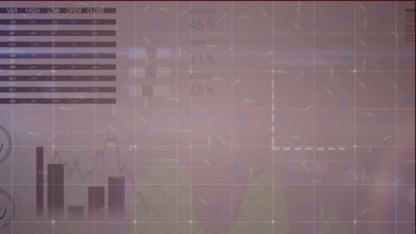 Animace Zpracování Finančních Údajů Bílém Pozadí Globální Obchod Finance Připojení — Stock video