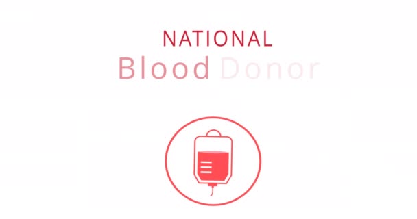Animazione Del Mese Nazionale Donatore Sangue Icona Medica Sfondo Bianco — Video Stock