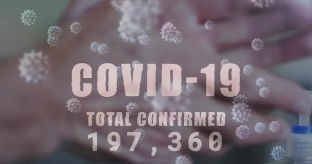 Animazione Covid Testo Sull Uomo Che Lava Mani Global Covid — Video Stock