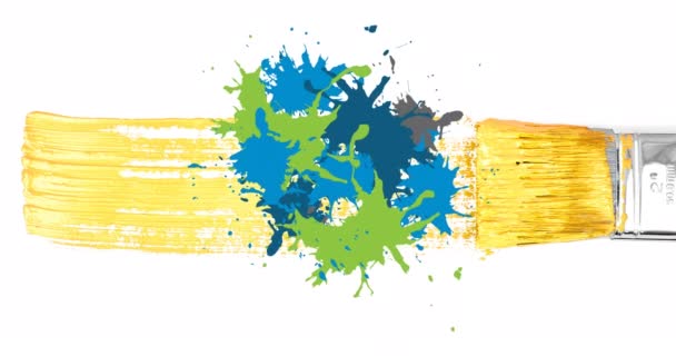 Animation Colorful Stains Brush White Background Hobby Lifestyle Concept Digitally — Stok video