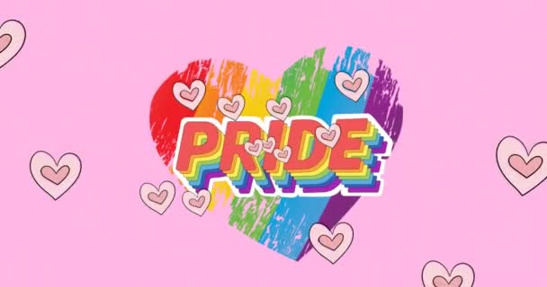 Animation Rainbow Glasses Pink Background Lgbtq Pride Equality Celebration Concept — Wideo stockowe