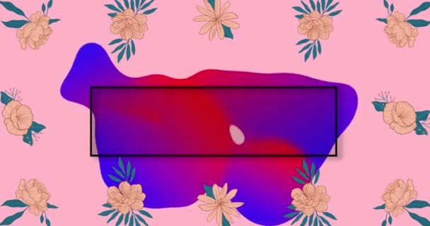 Animatie Van Enorme Verkoop Tekst Frame Gloeiende Blobs Bloemen Roze — Stockvideo