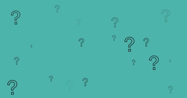 Animation Question Marks Green Background Hobby Digital Interface Concept Digitally — Stock video