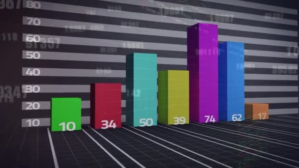 Animación Del Procesamiento Datos Financieros Sobre Fondo Negro Negocios Globales — Vídeos de Stock