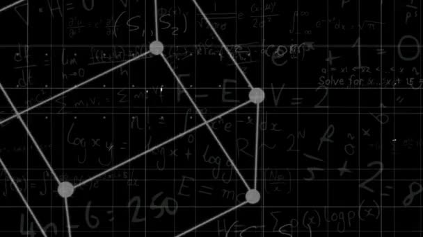 Animación Fórmulas Matemáticas Movimiento Sobre Pizarra Concepto Ciencia Educación Aprendizaje — Vídeo de stock