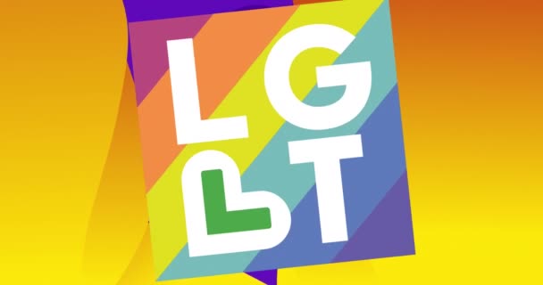 Animation Lgbt Text Yellow Blue Background Global Social Media Connections — Stock Video