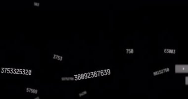 Multiple changing numbers and social media banners floating against black background. social media networking and technology concept