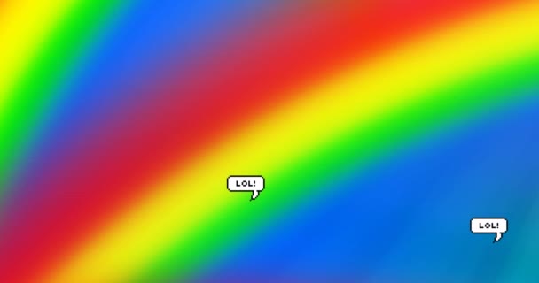 Digital Animation Multiple Speech Bubbles Lol Text Floating Rainbow Background — 图库视频影像