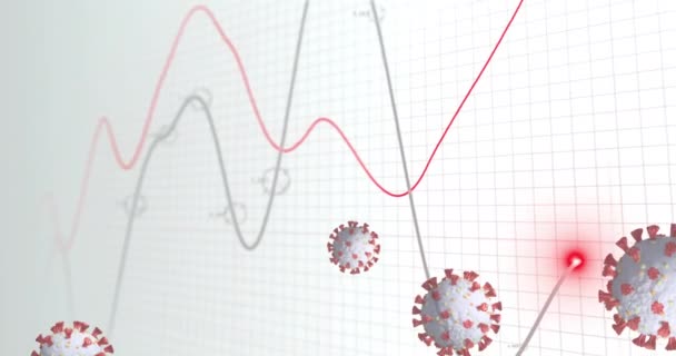 Multiple Covid Cells Floating Statistical Data Processing Grey Background Coronavirus — 비디오