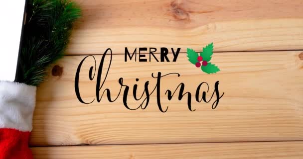 Merry Christmas Metin Noel Dekorasyonu Dijital Olarak Oluşturulan Video — Stok video