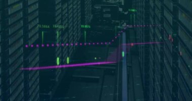 Dünya haritası, istatistik ve veri işleme ve bilgisayar sunucularının animasyonu. küresel hesaplama, dijital arayüz ve dijital olarak oluşturulmuş video işleme kavramı.