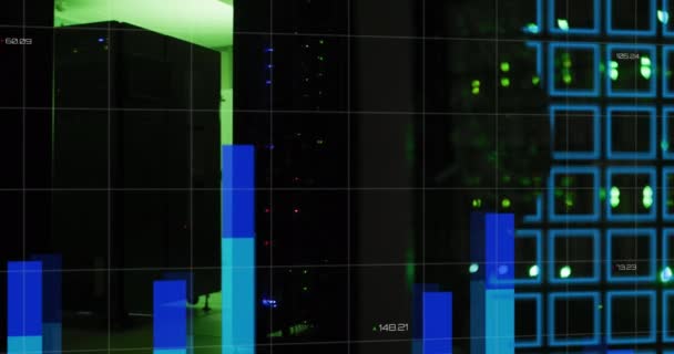 Animatie Van Wereldkaart Gegevensverwerking Computerservers Wereldwijde Verbindingen Gegevensverwerking Computerconcept Digitaal — Stockvideo