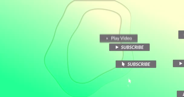 Animation Von Social Media Texten Und Symbolen Auf Grünem Hintergrund — Stockvideo