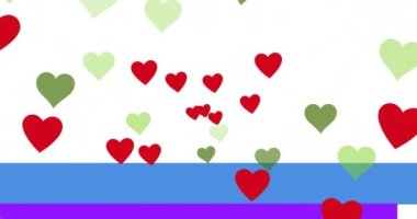 Gökkuşağı arka planında yüzen kalplerin animasyonu. gurur ayı ve dijital olarak oluşturulan kutlama konsepti.