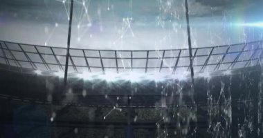 Spor stadyumunda dijital ekranlarda hareket eden şekillerin animasyonu. spor ve kutlama konsepti dijital olarak oluşturulmuş video.