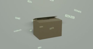 Kutu açık numaraların animasyonu. küresel dağıtım ve veri işleme kavramı dijital olarak oluşturulmuş video.