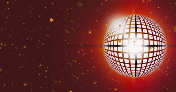 Animation Red Light Spots Disco Ball Red Background Party Celebration — Stock Video