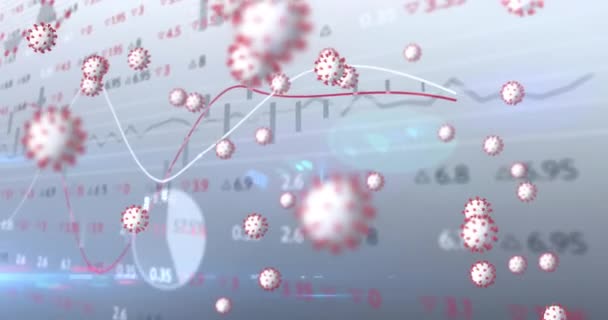 Animación Células Virales Flotando Sobre Procesamiento Datos Servicios Médicos Sanitarios — Vídeo de stock