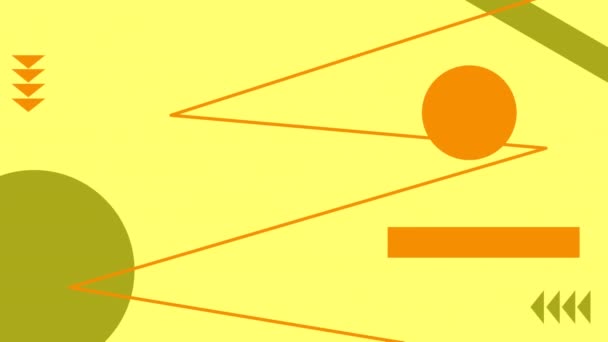 Animation Cercles Orange Verts Formes Abstraites Déplaçant Sur Fond Jaune — Video