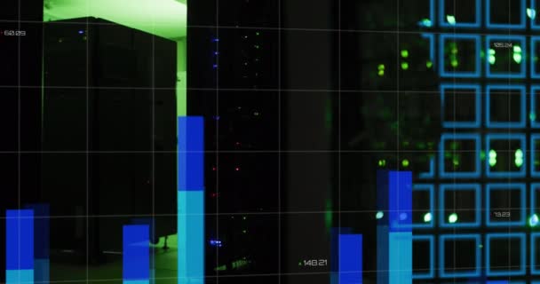 Animace Zpracování Dat Světová Mapa Přes Počítačové Servery Globální Připojení — Stock video