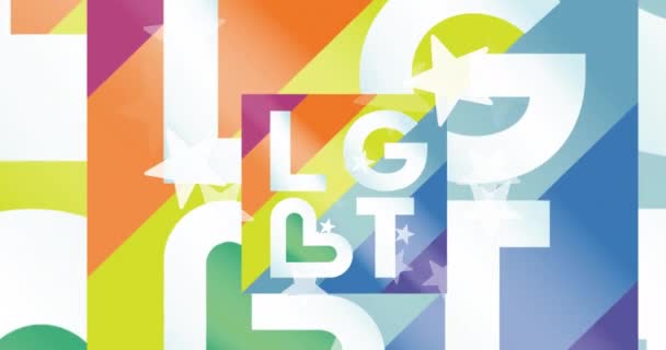 Animation Stars Lgbt Texts White Background Pride Month Celebration Concept — Vídeo de stock