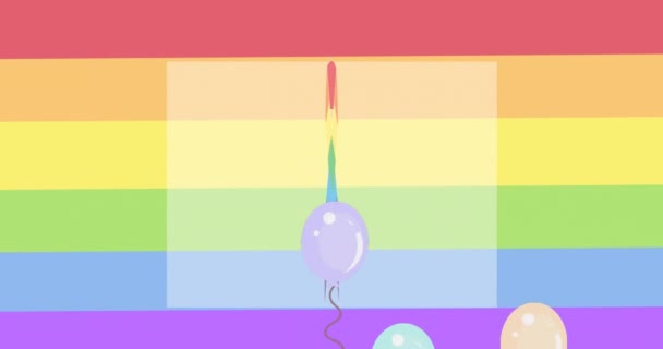 Animation Balloons Rainbow Ribbon Rainbow Background Pride Month Celebration Concept — 图库视频影像