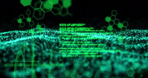 Animatie Van Chemische Structuren Met Groen Gaas Zwarte Achtergrond Digitaal — Stockvideo