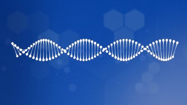 Animation Dna Strand Blue Background Global Science Medicine Data Processing — Stock Video