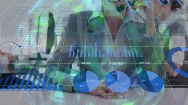 Animazione Dell Elaborazione Dei Dati Finanziari Diversi Uomini Affari Carica — Video Stock