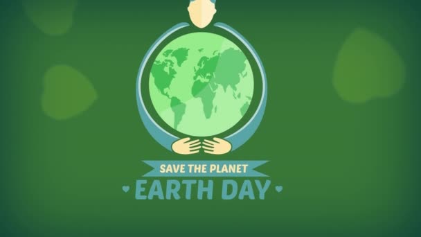 Animation Des Earth Day Textes Auf Grünem Hintergrund Globale Umwelt — Stockvideo