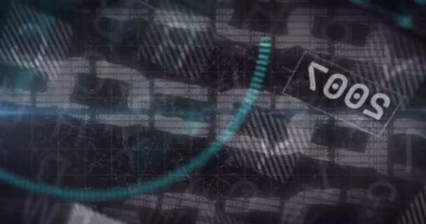 Animation Der Global Und Finanzdatenverarbeitung Auf Schwarzem Hintergrund Globales Geschäft — Stockvideo