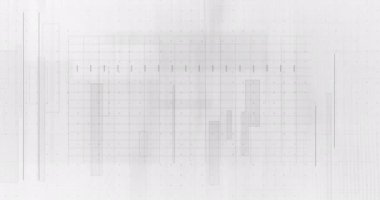 Beyaz arka planda istatistik ve finansal veri işleme animasyonu. küresel iş, finans, bağlantılar ve dijital arayüz konsepti dijital olarak oluşturulmuş video.