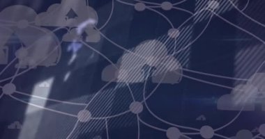 Siyah arkaplan üzerindeki dünya ve bağlantı ağının animasyonu. küresel iş, finans ve dijital arayüz kavramı dijital olarak oluşturulmuş video.