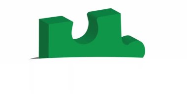 Ulusal yapboz günü metninin üzerindeki yeşil bulmacanın animasyonu. Ulusal bulmaca günü ve dijital olarak üretilen video konsepti.