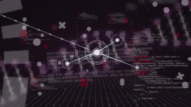 Kapsam taraması animasyonu, bağlantılar ağı ve kara arkaplan üzerinde veri işleme. küresel bilim, tıp ve veri işleme kavramı dijital olarak oluşturulmuş video.