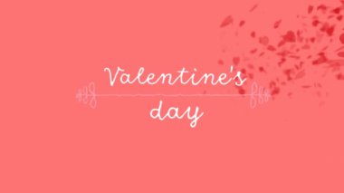 Sevgililer Günü metninin animasyonu kalplerin üzerinde. Sevgililer Günü ve kutlama konsepti dijital olarak oluşturulmuş video.