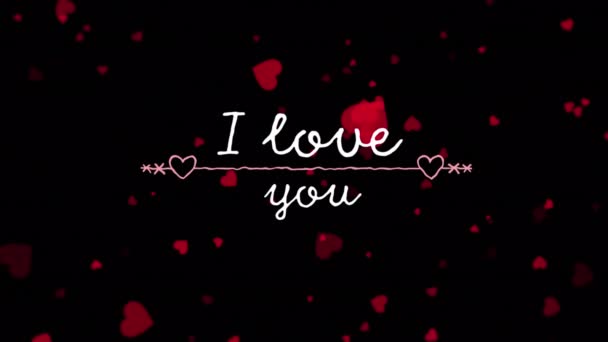 Animation Love You Text Hearts Ημέρα Του Αγίου Βαλεντίνου Και — Αρχείο Βίντεο