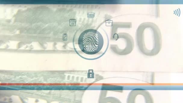 Animatie Van Amerikaanse Dollar Bankbiljetten Online Betaling Pictogrammen Mondiaal Business — Stockvideo