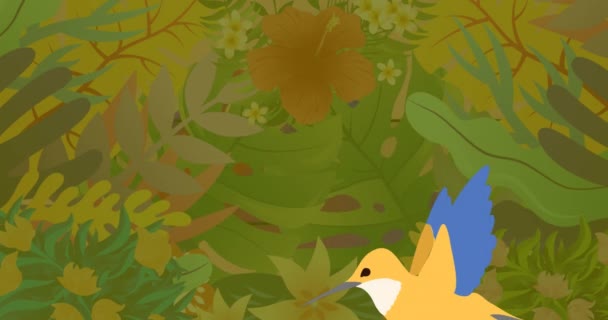 Animation Eines Bunten Vogels Über Pflanzen Globale Umwelt Grüne Energie — Stockvideo